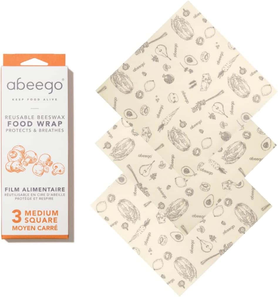 Abeego, The Original Beeswax Food Storage Wrap - Set of Three 10" Natural Square Sheets