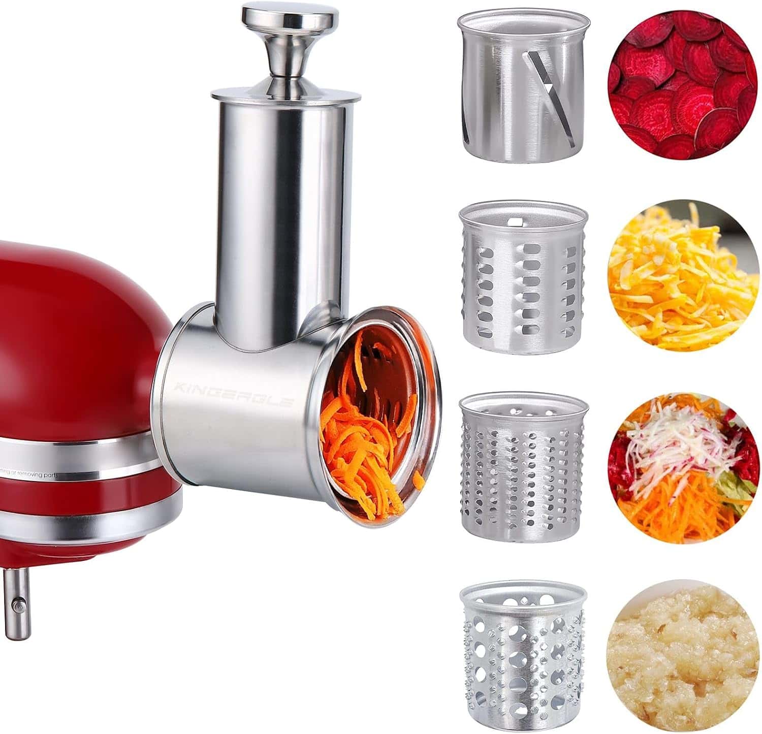 KINGEAGLE Stainless Steel Slicer Shredder (4 Blades, Dishwasher Safe)