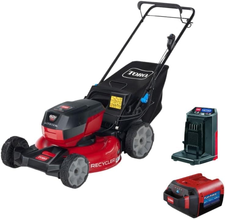 Toro 60V MAX* 21 in. Recycler w/SmartStow Push Lawn Mower with (1) 60V MAX* Flex-Force 7.5Ah Lithium-Ion Battery and (1) Charger