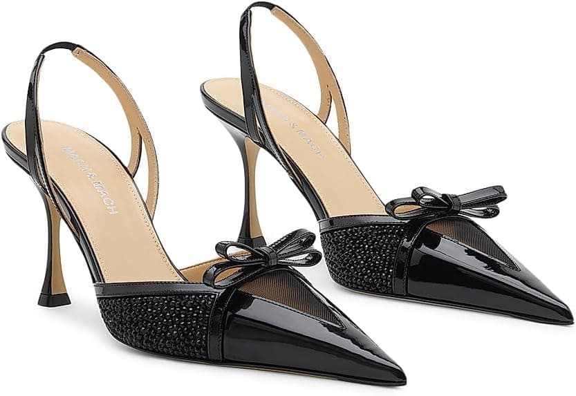 Mach & Mach Triangle 65MM Patent Leather Slingback Pumps - Designer Heels - Under $1,000