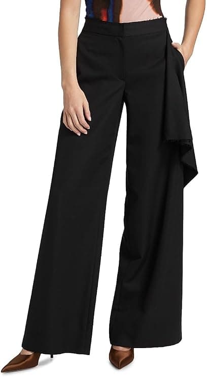 Jason Wu Collection Draped Wool-Silk Straight-Leg Pants - Designer Trousers - Under $2,000
