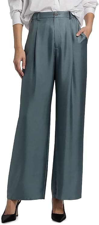 LaPointe Silk Twill Pleated Wide-Leg Pants - Designer Trousers - Under $2,000
