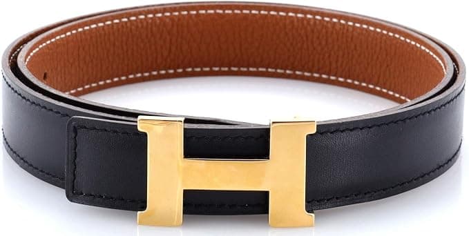 Click to view Hermès Pre-Loved H Strie Buckle Reversible Belt Leather Thin, Black on Amazon Hermès Pre-Loved H Strie Buckle Reversible Belt Leather Thin, Black - Belts - Under $1,000