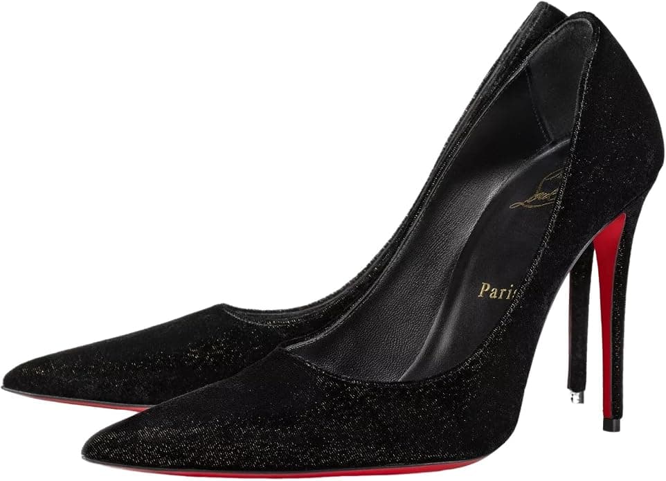 Christian Louboutin Kate Max Black Velvet d'Or 100mm Pumps - Designer Heels - Under $1,000