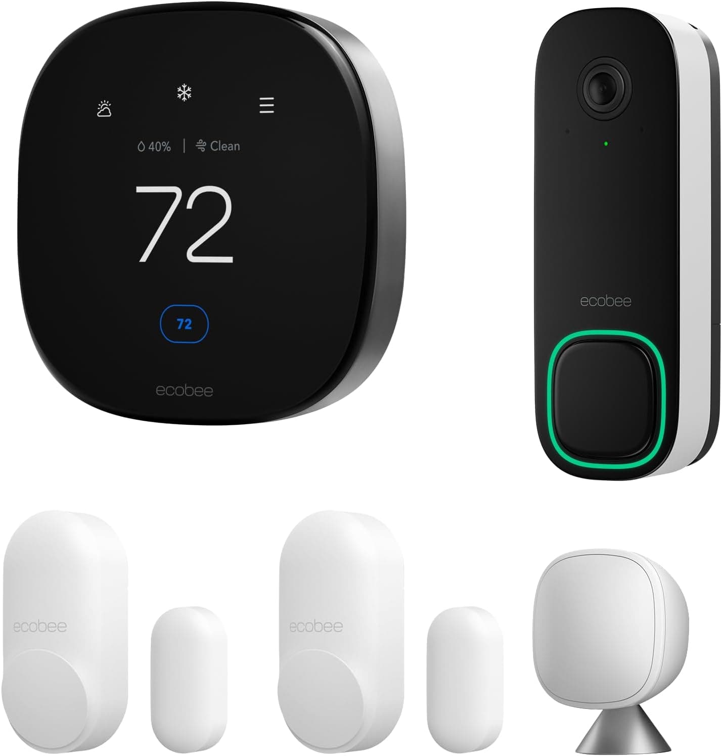 ecobee Total Security and Savings Bundle with Smart Doorbell Camera, SmartSensor, and Smart Thermostat Premium