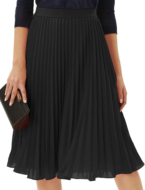 GRACE KARIN Women High Elastic Waist Pleated Chiffon Skirt Midi Swing A-line Skirts
