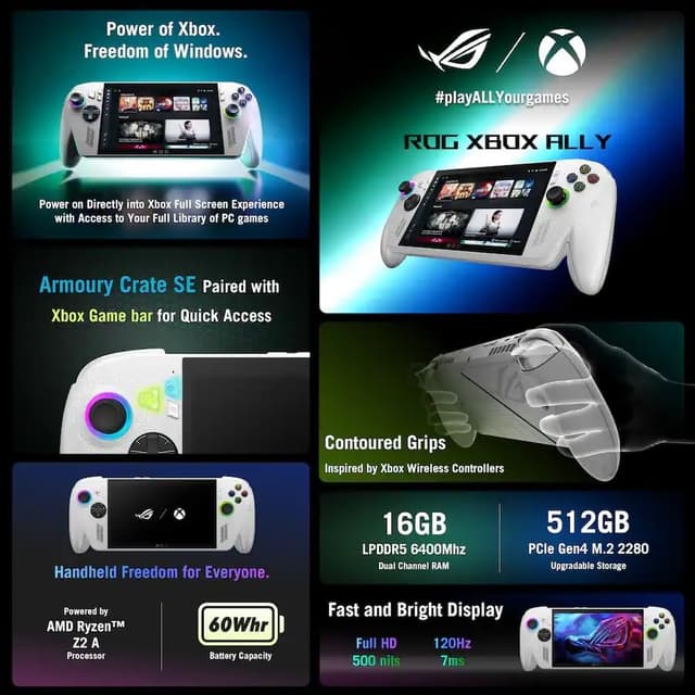 ASUS ROG Xbox Ally 7 FHD Gaming Handheld Console with GSF 3-in-1 Kit