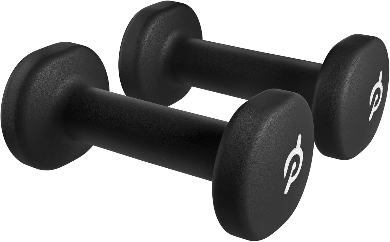 Peloton light weights with sweat-proof coating resting beside a bike
