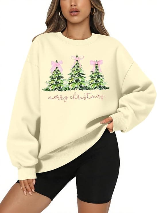 QLIPIN Merry Christmas Sweatshirt Christmas Tree Sweatshirts