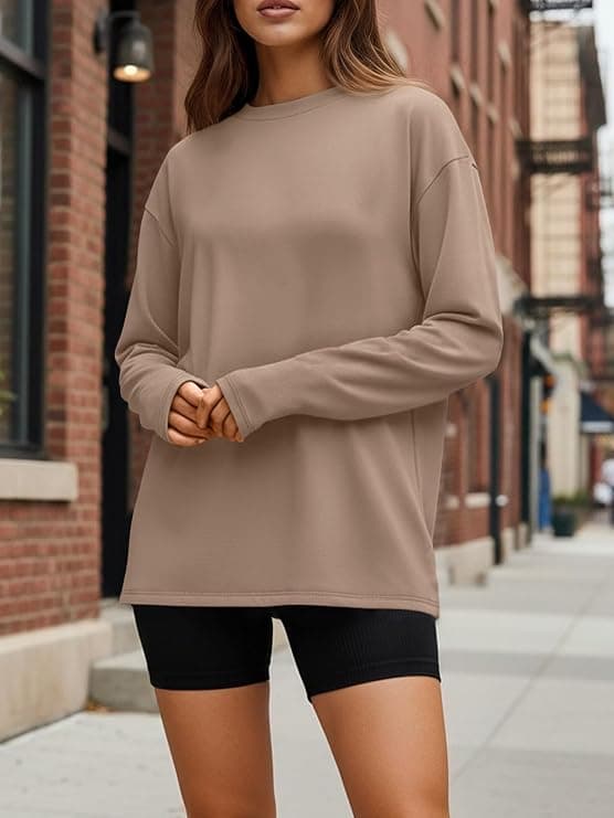Trendy Queen Womens Oversized Long Sleeve T Shirts 2026 Basic Crewneck Tee Fall Tops Casual Workout Y2K Clothes