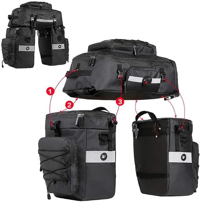 Rhinowalk Bike Pannier Bag Set for Bicycle Cargo Rack Saddle Bag Shoulder Bag Laptop Pannier Rack Bicycle Bag Professional Cycling Accessories 3 in 1