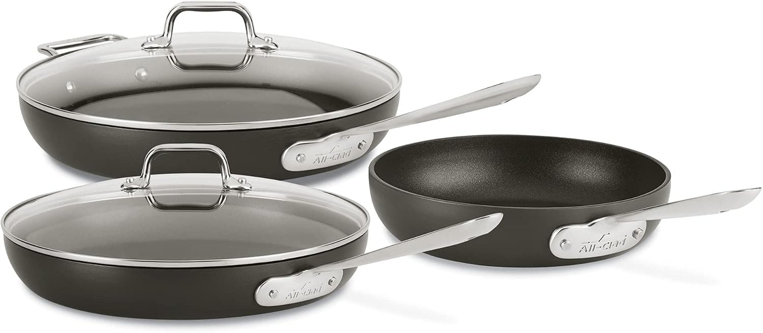 All-Clad HA1 Hard Anodized Nonstick Fry Pan Set – 3-Piece