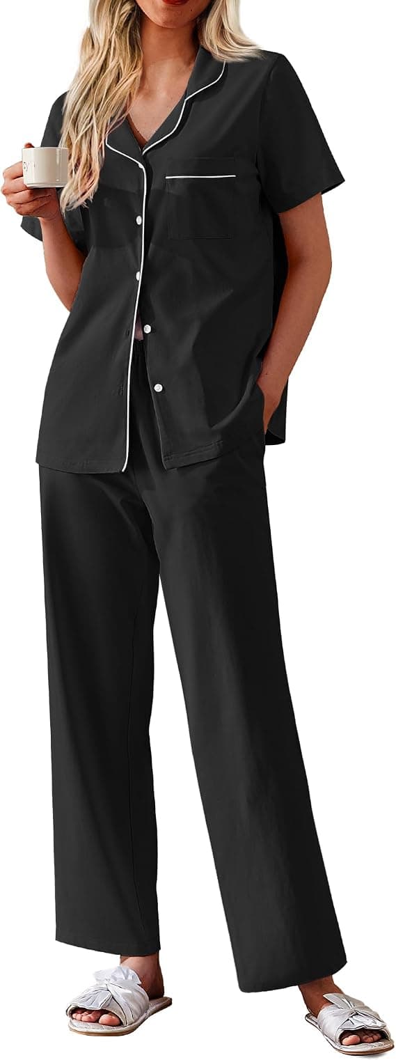 Ekouaer Women's 100% Cotton Pajamas Set