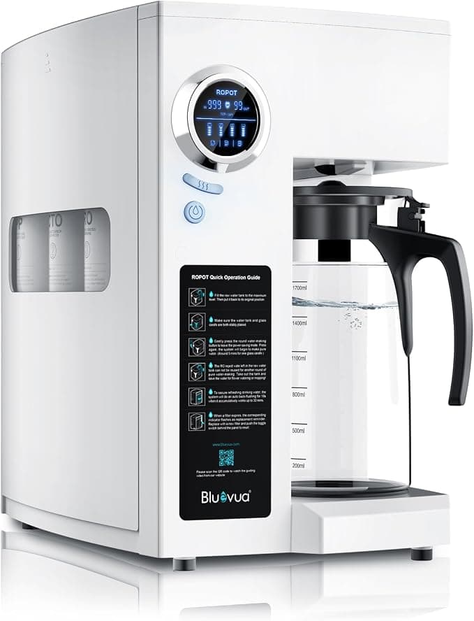 Bluevua RO100ROPOT-UV Reverse Osmosis System with 6 Stage Purification and UV Light