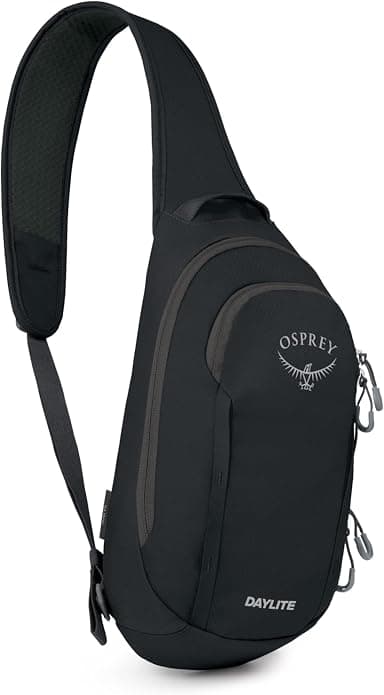 Osprey Daylite Shoulder Sling resting on a city railing