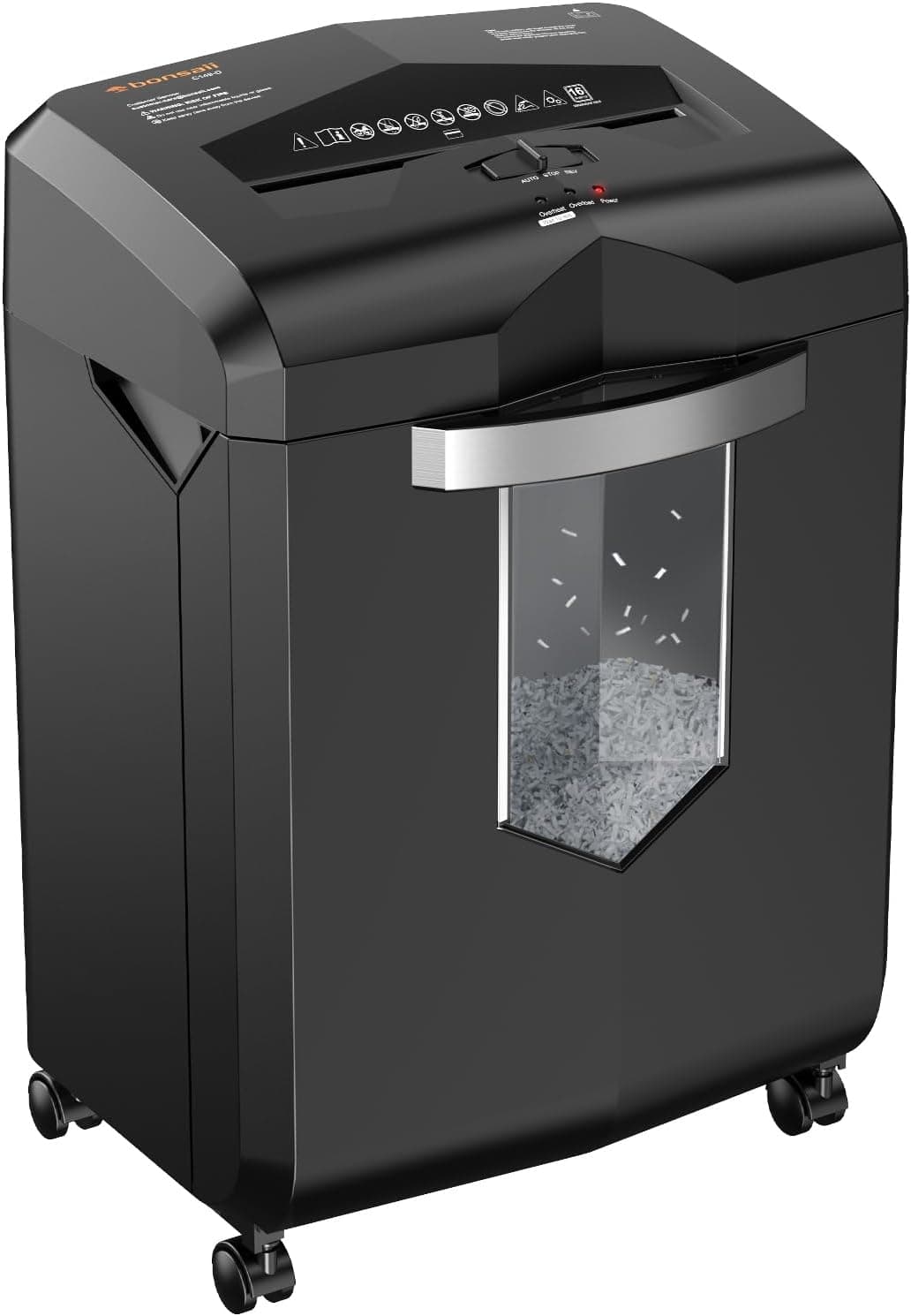 Bonsaii 16-Sheet Microcut Paper Shredder, 60-Minute Home Office Heavy Duty Shredder for CD/Credit Card, P-4 Level 6-Gal Pullout Bin