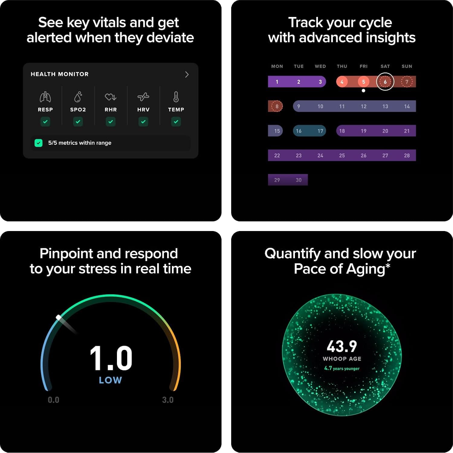 WHOOP 5.0 wearable band resting on a suitcase
