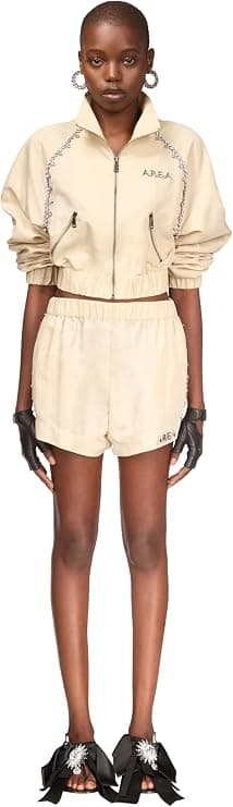 AREA Crystal Trim Track Jacket - Designer Activewear - Under $1,000