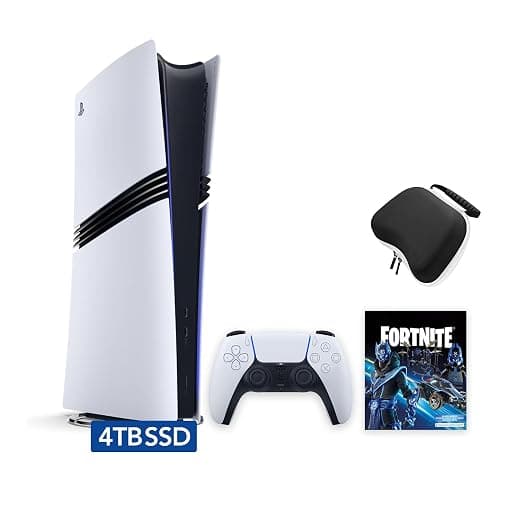 Sony PlayStation 5 Pro 4TB Digital Edition Fortnite Cobalt Star Bundle with Controller Case - White