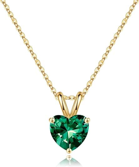 SMILEST 925 sterling silver heart birthstone necklace dainty sparkling pendant jewelry gift