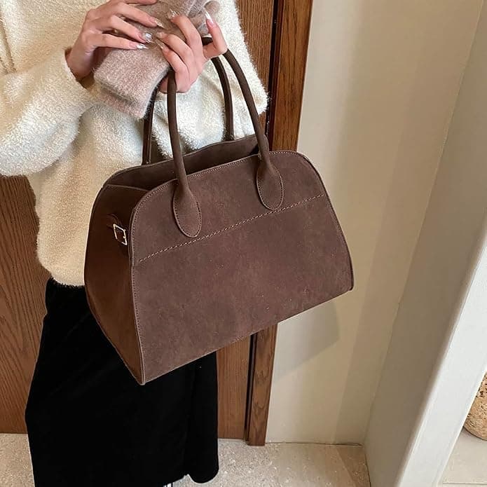 Covelin women's retro suede leather tote bag ladies fashion shoulder handbag