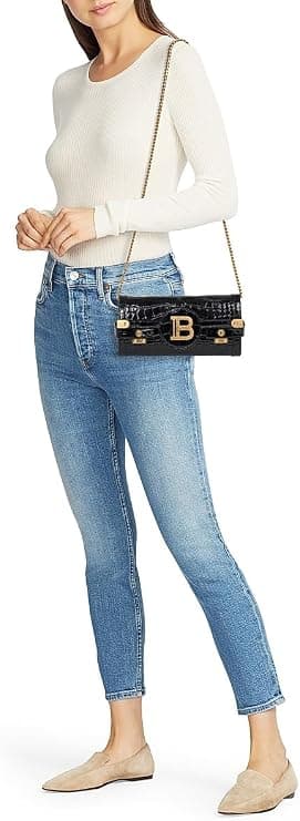 Balmain B-Buzz 23 Crocodile-Embossed Leather Pouch - Handbags & Purses - Under $2,000