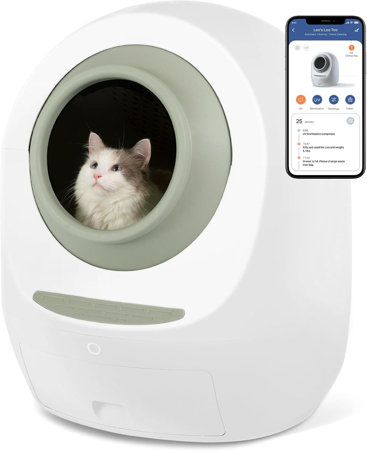 Casa Leo Leo's Loo Too Self-Cleaning Cat Litter Box with Wi-Fi App Control and UV Odor Defense