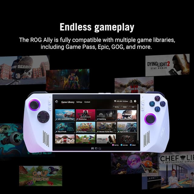 ASUS ROG Ally 7 120Hz FHD IPS Gaming Handheld with 6-in-1 Accessories