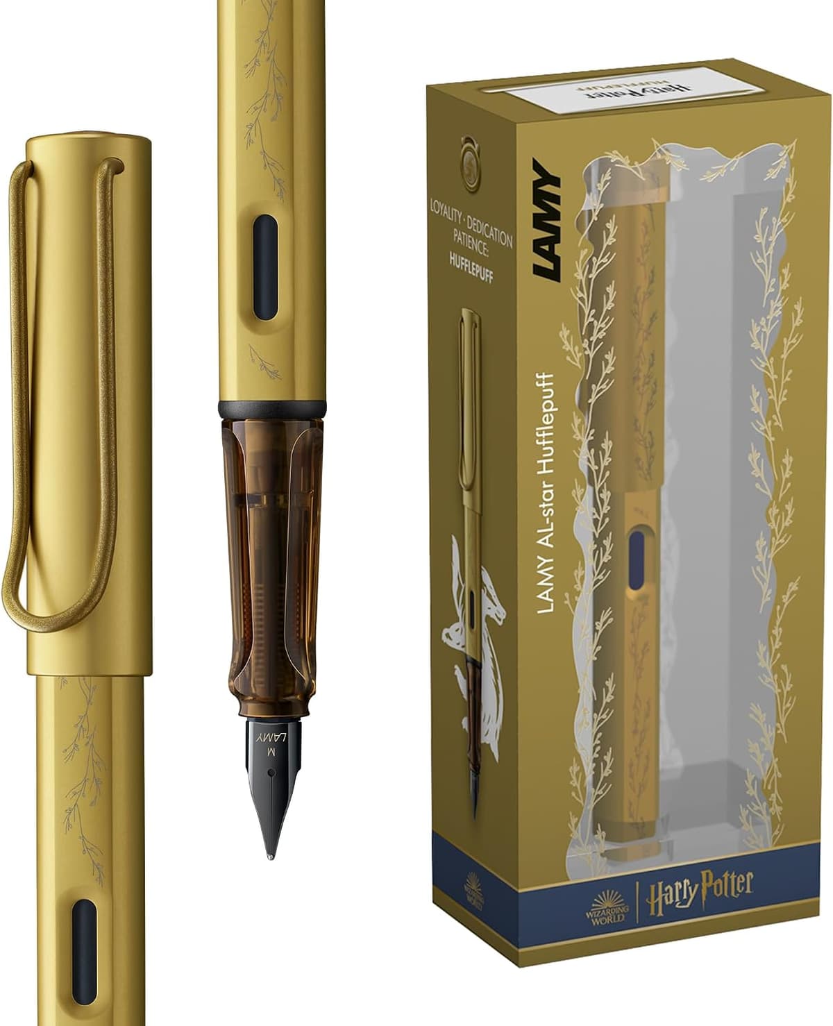 LAMY AL-star Harry Potter Hufflepuff – Special Edition Fountain Pen with engraving of the house - steel nib in size F - lightweight aluminum body - including LAMY T 10 blue cartridge - Right-Handed