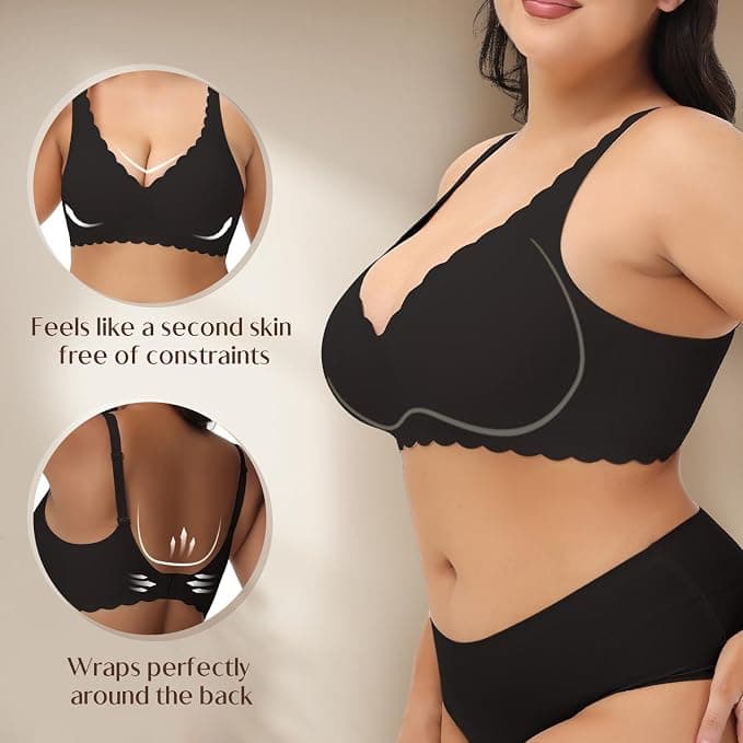 Women's Wireless Bras, Deep V Petal Bralette No Underwire Lightly Lined Sports Bras Seamless T-Shirt Bra - Sports Bras - Under $25