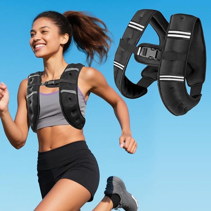 Zikopomi Weighted Vest with Two Adjustment Straps Men Women, 8lbs/12lbs/16lbs/20lbs Weight Vest with Reflective Stripes for Workout, Strength Training, Running, Fitness, Muscle Building, Weight Loss