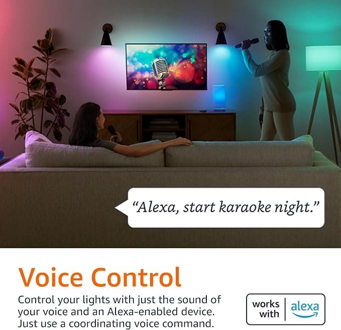 Amazon Basics Smart A19 LED Light Bulb, Color Changing, Works with Alexa