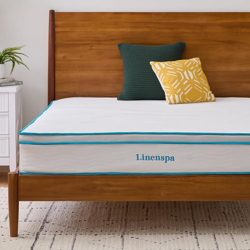 Linenspa 10 Inch Memory Foam and Spring Hybrid Mattress Medium Feel - Budget option for stomach sleepers