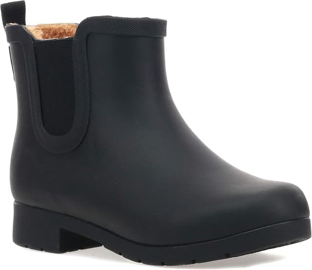 Chooka Women's Waterproof Chelsea Bootie – Plush Lined, Slip-On Rain Ankle Boots
