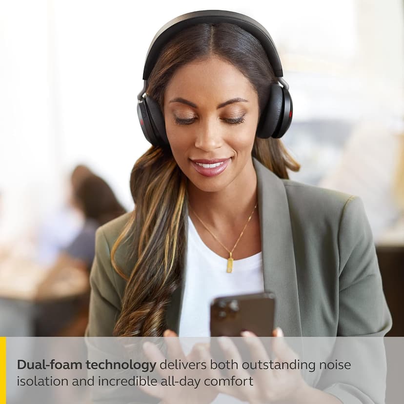 Jabra Evolve2 75 wireless headset resting on a training journal