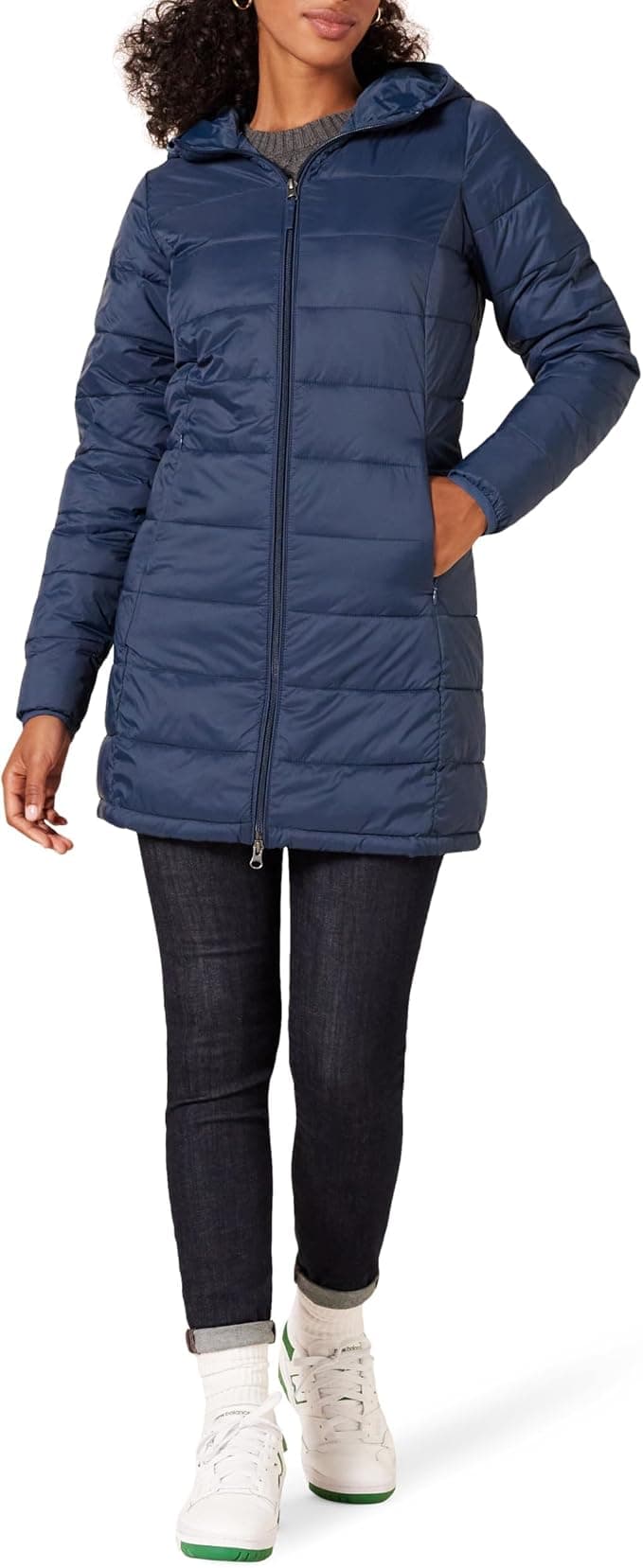 Amazon Essentials women's packable puffer coat in navy