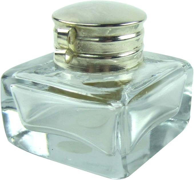 Clear Cut Glass Inkwell Antique Reproduction