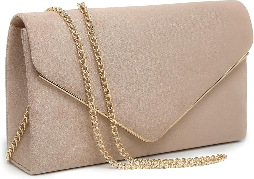 Dasein Women Faux Suede Evening Clutch Bags Formal Party Clutches