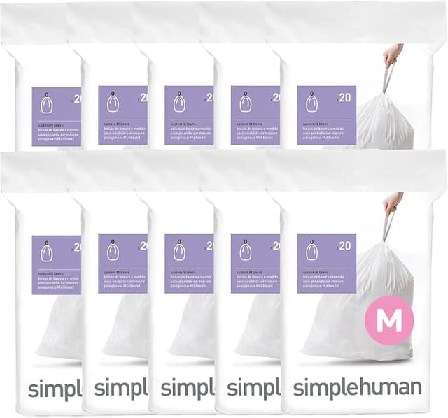 Simplehuman Code M Custom Fit Liners, 200 Count