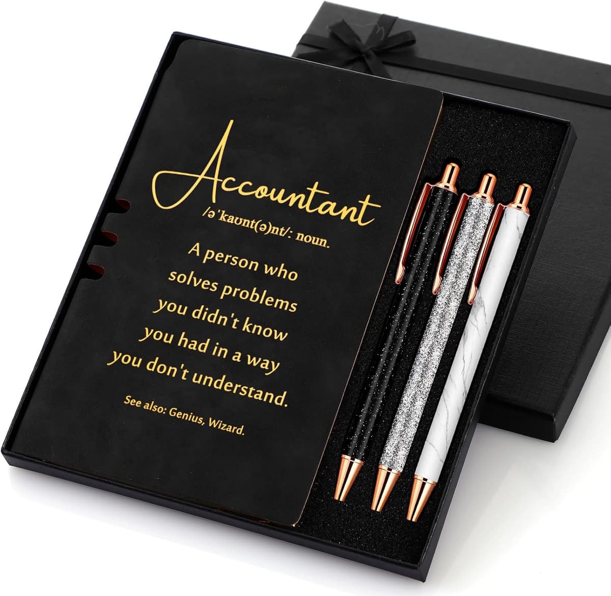 Spakon Accountant Gifts Leather Journal & Pens Set