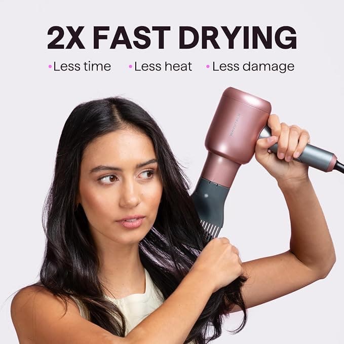 Wavytalk Hair Dryer, Blown Away Ionic Hair Dryer for Curly Hair with Diffuser, 1875W Fast Drying Blow Dryer with Ceramic Technology, 3 Attachments for All Hair Types, Light and Quiet, Rose Gold - Beauty & Cosmetics - Hair Dryer - Under $50