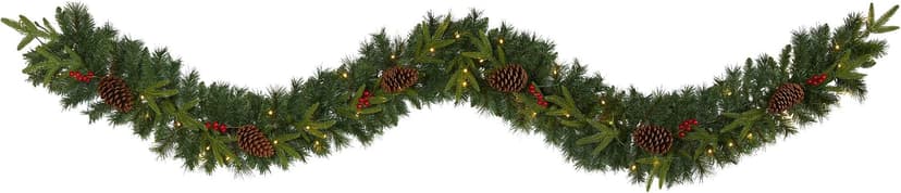 Nearly Natural 9ft Mixed Pine Garland with LED Lights