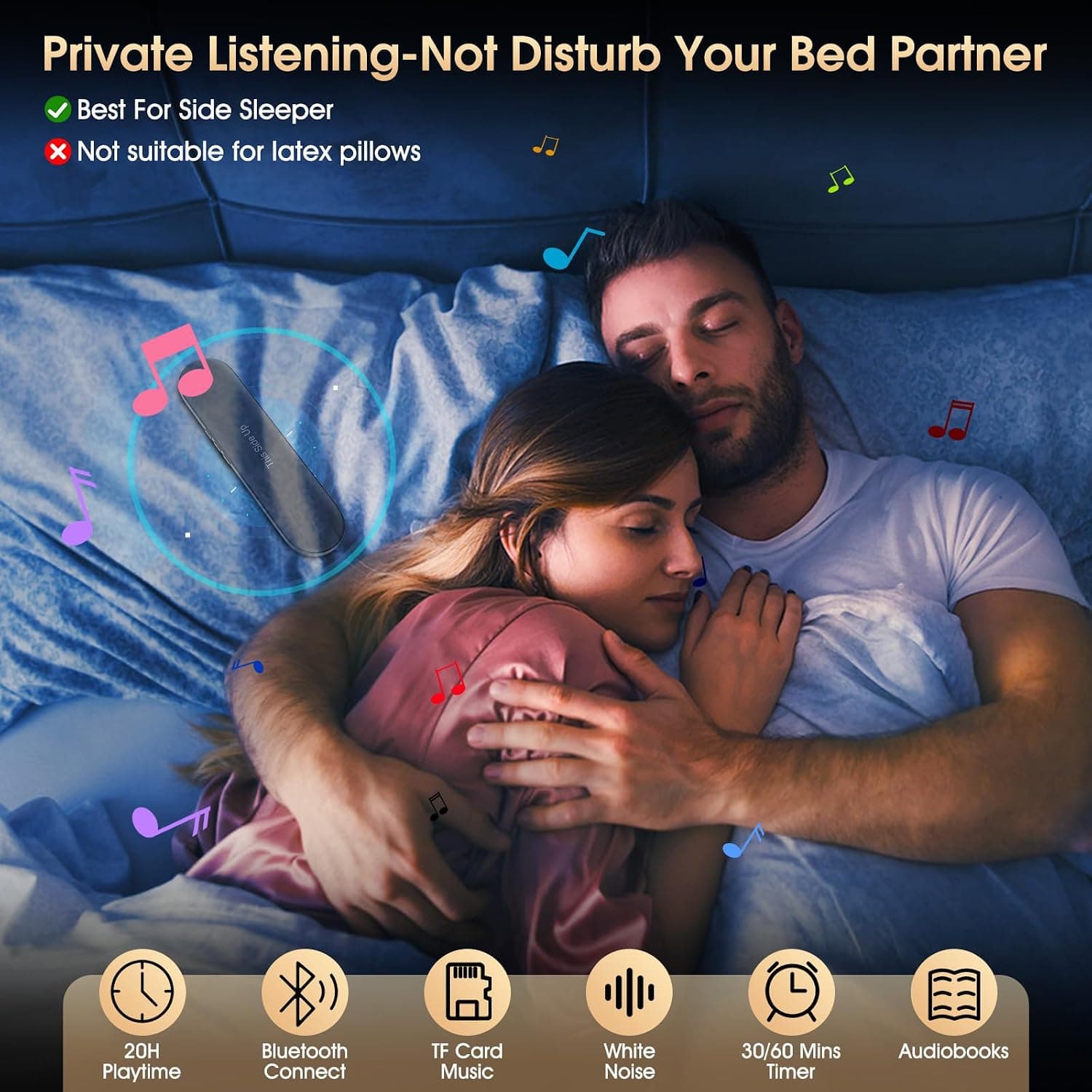 Hostena pillow speaker soundbar in black