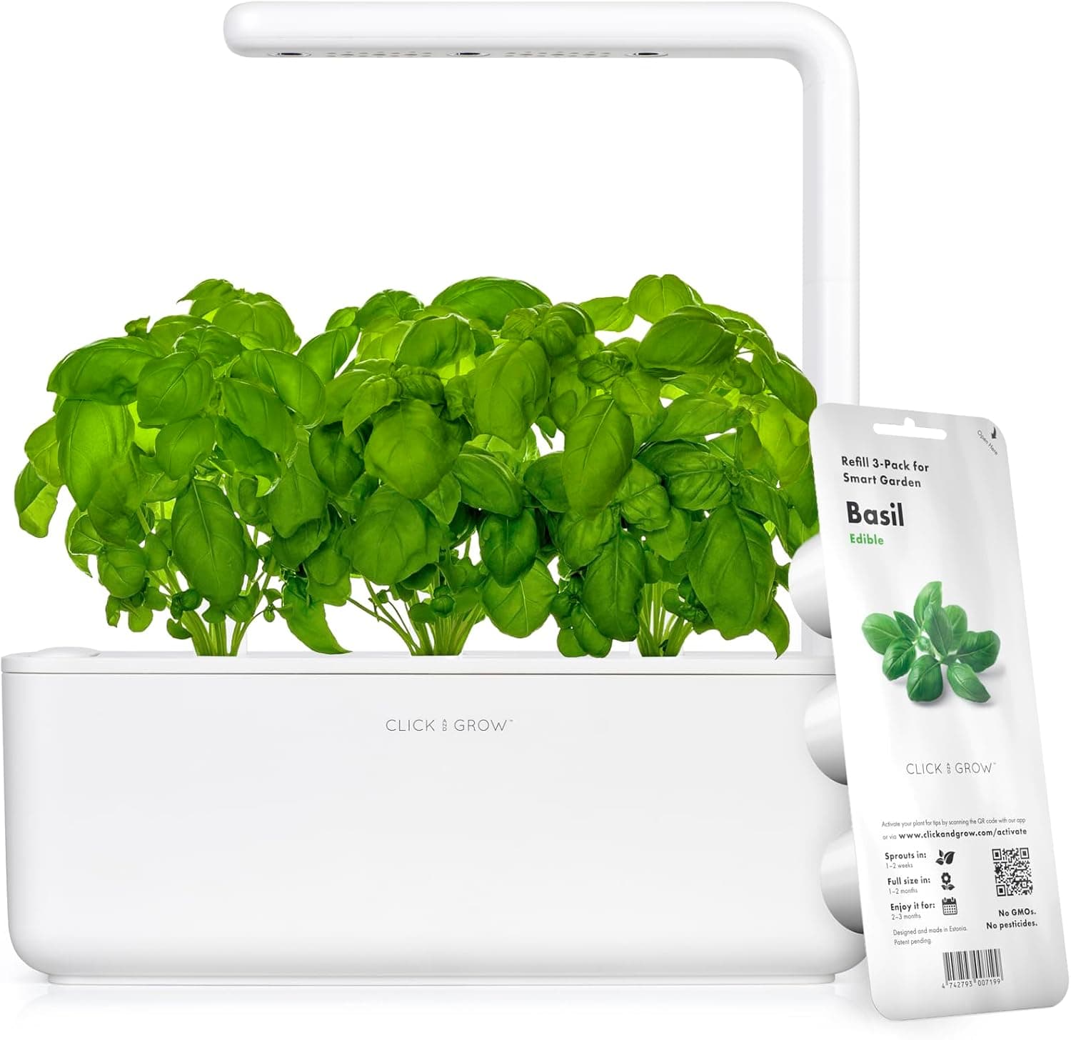 Click & Grow 25 indoor smart garden growing fresh greens on a kitchen counter