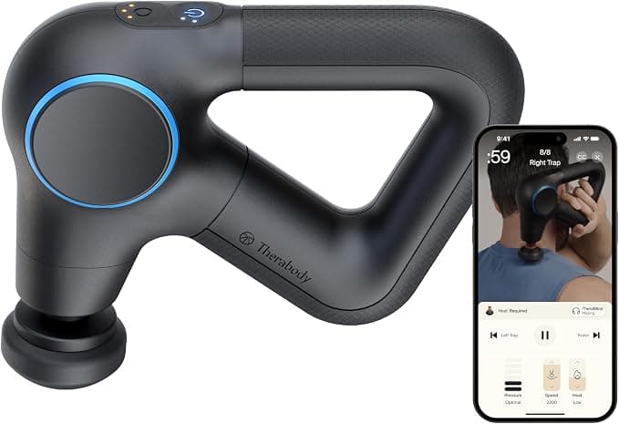 Theragun Prime Plus massage gun with heated attachment and accessories