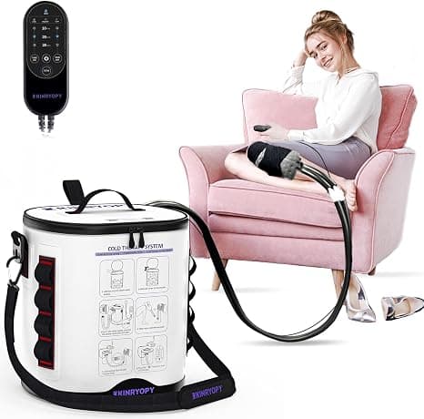 Cold Therapy Machine with Programmable Timer, Portable Ice Machine for Knee After Surgery, Knee Replacement Recovery System, Cryotherapy Pain Relief w/Compression Pad for,Shoulder, Hip and Ankle