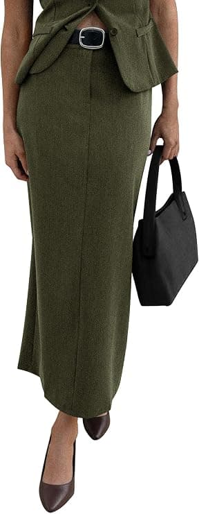 PRETTYGARDEN women's 2025 fall maxi pencil skirt high waisted slit work office trendy long skirts business casual outfits