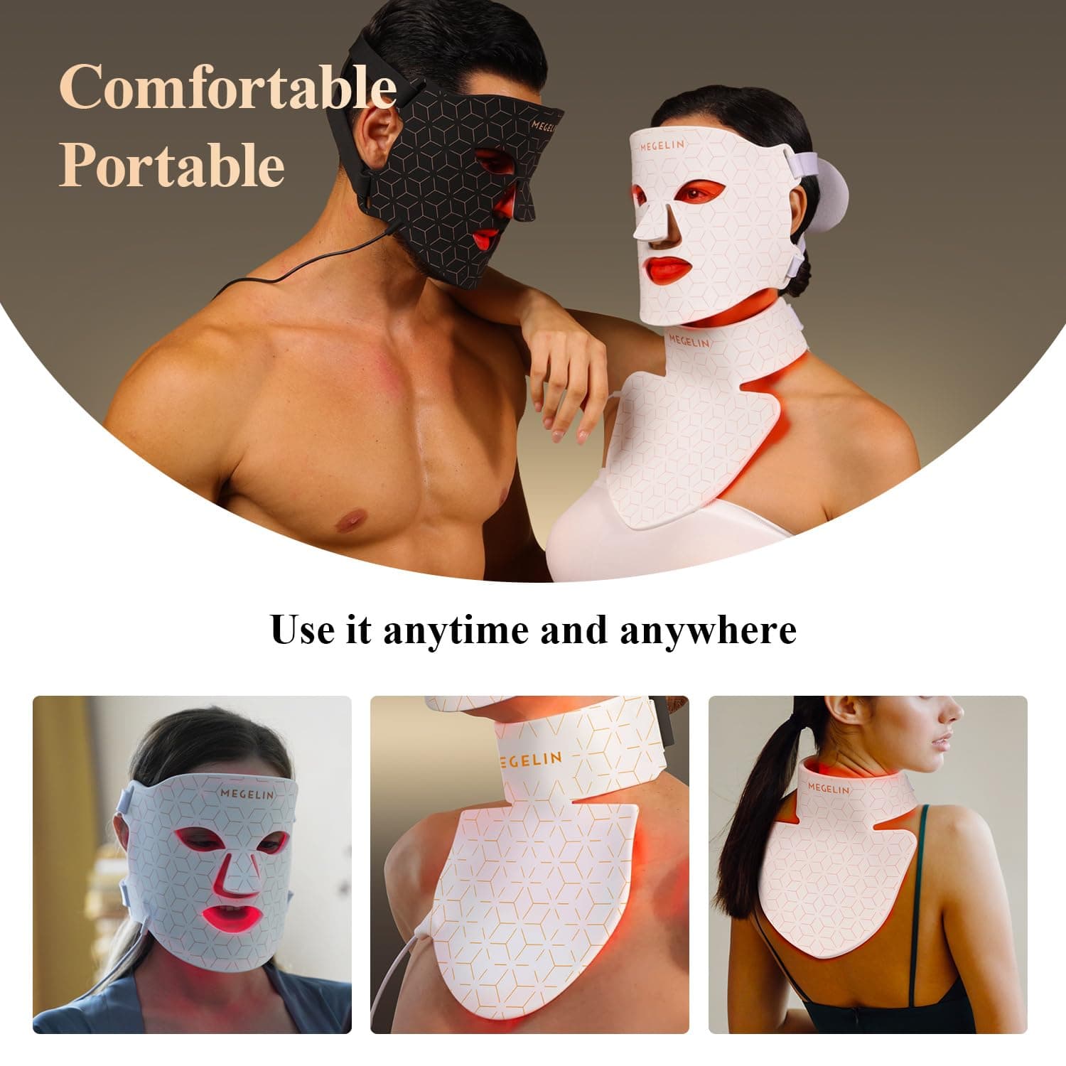 MEGELIN Led Red Light Therapy Face & Neck Mask