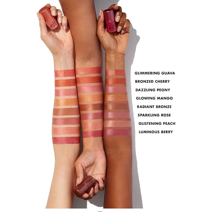 Flushed Cheek Tint trend - e.l.f. Monochromatic Multi Stick, Travel-Sized Luxuriously Creamy & Blendable Color For Eyes, Lips & Cheeks, Vegan & Cruelty-Free, Glimmering Guava, 0.17 Oz product image showing the affordable Amazon dupe for achieving this makeup look