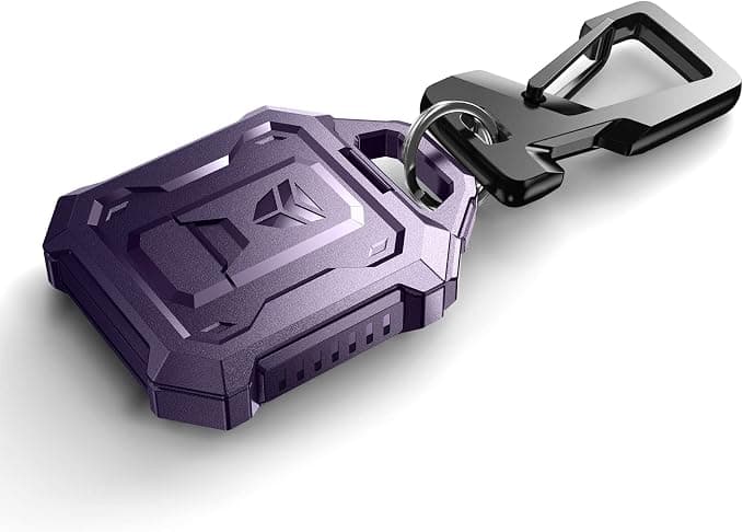 Dexnor Full-body Shockproof Case for AirTag,Anti-lost Protective Cover Airtag Holder Keychain with Key Ring & Carabiner
